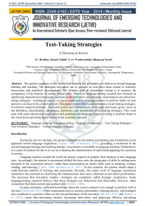 Test-Taking Strategies: A Theoretical Review