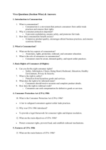 Consumerism & CPA Viva Questions and Answers