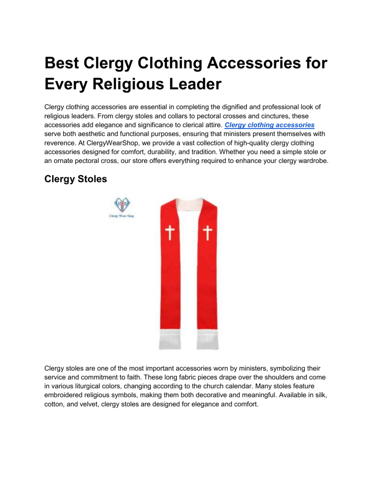 Clergy Clothing Accessories Guide for Religious Leaders