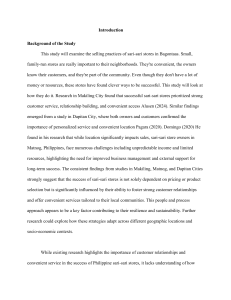Sari-Sari Store Selling Practices in Bagontaas: A Research Study