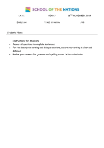 Year 7 English Exam: Descriptive Writing & Figurative Language