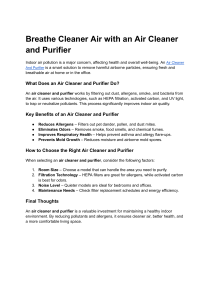 Air Cleaner & Purifier: Benefits & How to Choose
