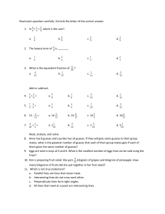 Math Worksheet: Fractions, Geometry, Volume