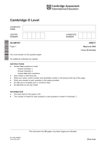Cambridge O Level Islamiyat Exam Paper - Qur'an Passages