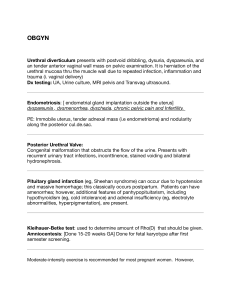 OBGYN Notes: Urethral, Endometriosis, Pregnancy, Infections