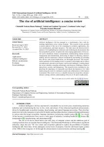 The Rise of Artificial Intelligence: A Concise Review