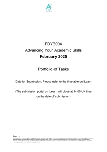 FDY3004 Academic Skills Portfolio: Essay Tasks & Guidelines