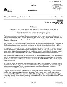 LA Metro Zero Emission Bus Program Update & Recommendations