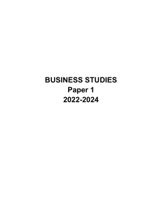 IGCSE Business Studies Paper 1 Exam (2022-2024)