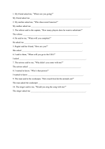 Direct to Indirect Speech Worksheet