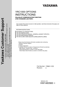 YRC1000 EtherNet/IP Communication Instructions Manual