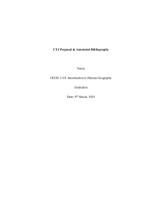 Human Geography Proposal & Annotated Bibliography