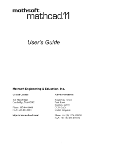 Mathcad 11 User's Guide: Technical Calculation Software Manual