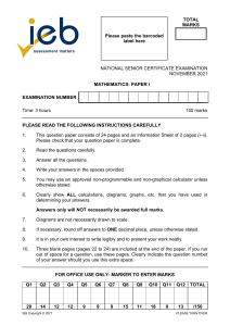 Mathematics Paper I Exam - National Senior Certificate