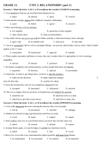Relationship Vocabulary & Grammar - Grade 11 Exercises