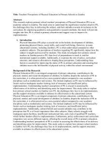 Teachers' Perceptions of PE in Zambian Primary Schools