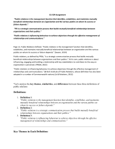 Public Relations Definitions Analysis