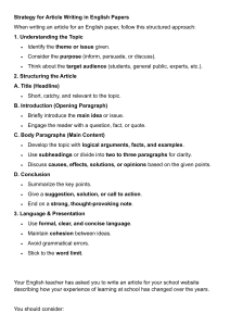 Article Writing Guide: English Papers & School Experience