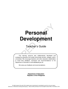 Personal Development Teacher's Guide