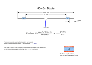 80-40m Dipole Antenna Construction Diagram