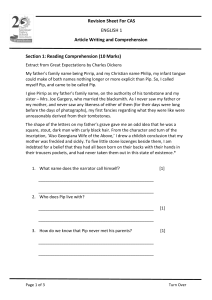 English 1 Revision: Great Expectations & Article Writing