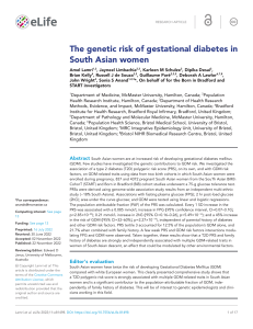 Genetic Risk of Gestational Diabetes in South Asian Women
