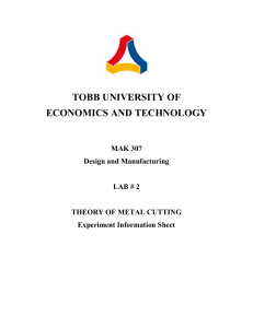 Metal Cutting Theory: Experiment Information Sheet