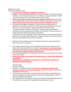 Jamaican Government: Legislative & Executive Organs Law Review