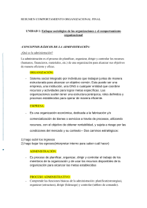 Resumen Comportamiento Organizacional: Conceptos Clave y Modelos