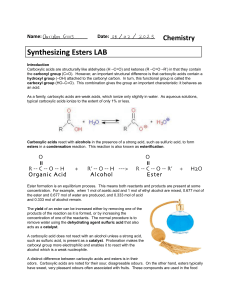 Ester Synthesis Lab Report: Chemistry Experiment