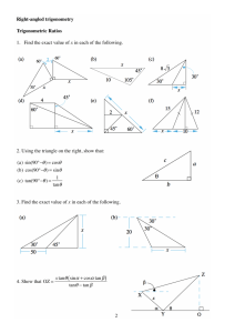 Right-Angled Trigonometry Worksheet