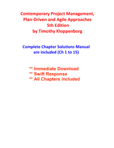 Project Management Solutions Manual: Kloppenborg 5th Edition