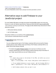 Firebase JavaScript SDK: Alternative Setup Methods