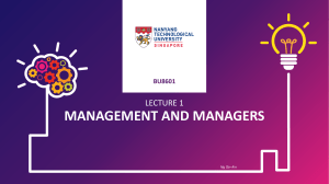 Management and Managers: Lecture 1 Overview