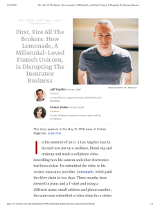 Lemonade Disrupting Insurance: A Fintech Unicorn's Story
