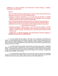 Transfer Pricing Exam Questions and Answers