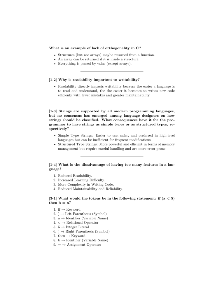 Programming Language Concepts: Lecture Notes