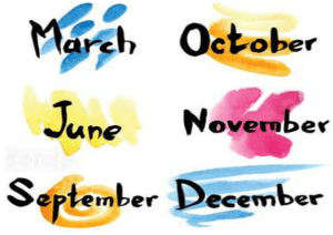Months of the Year Watercolor Image