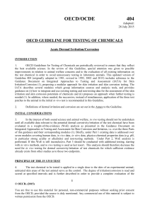 OECD Dermal Irritation/Corrosion Testing Guideline