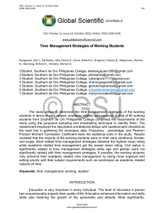 Time Management Strategies of Working Students