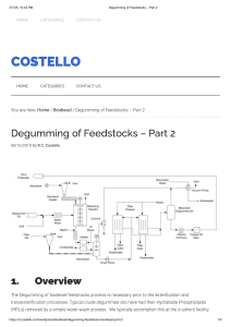 Biodiesel Degumming: Acid & Absorbent Processes