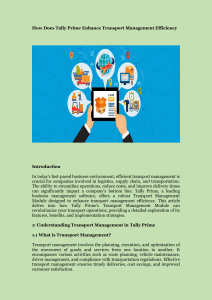 Tally Prime: Enhance Transport Management Efficiency