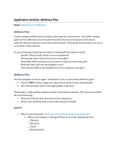 Wellness Plan: Spiritual & Physical Health Goals