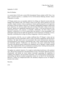J.P. Morgan Investment Banking Summer Analyst Cover Letter