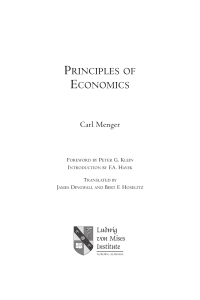 Principles of Economics by Carl Menger