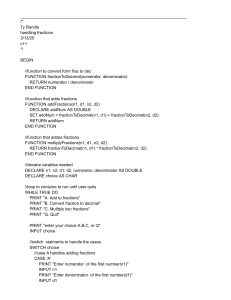 Fraction Operations Code Listing