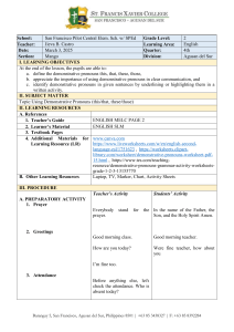 Demonstrative Pronouns Lesson Plan for 4th Grade