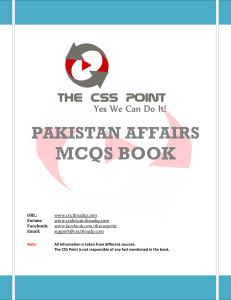 Pakistan Affairs MCQs Book for CSS Exam Preparation