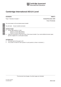AS & A Level Business Exam Paper: Business Concepts 1