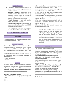 Rescissible Contracts: Lecture Notes on Philippine Law
